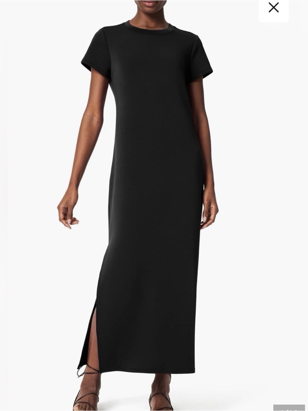 SPANX Black Short-Sleeve Maxi Dress with Side Slit